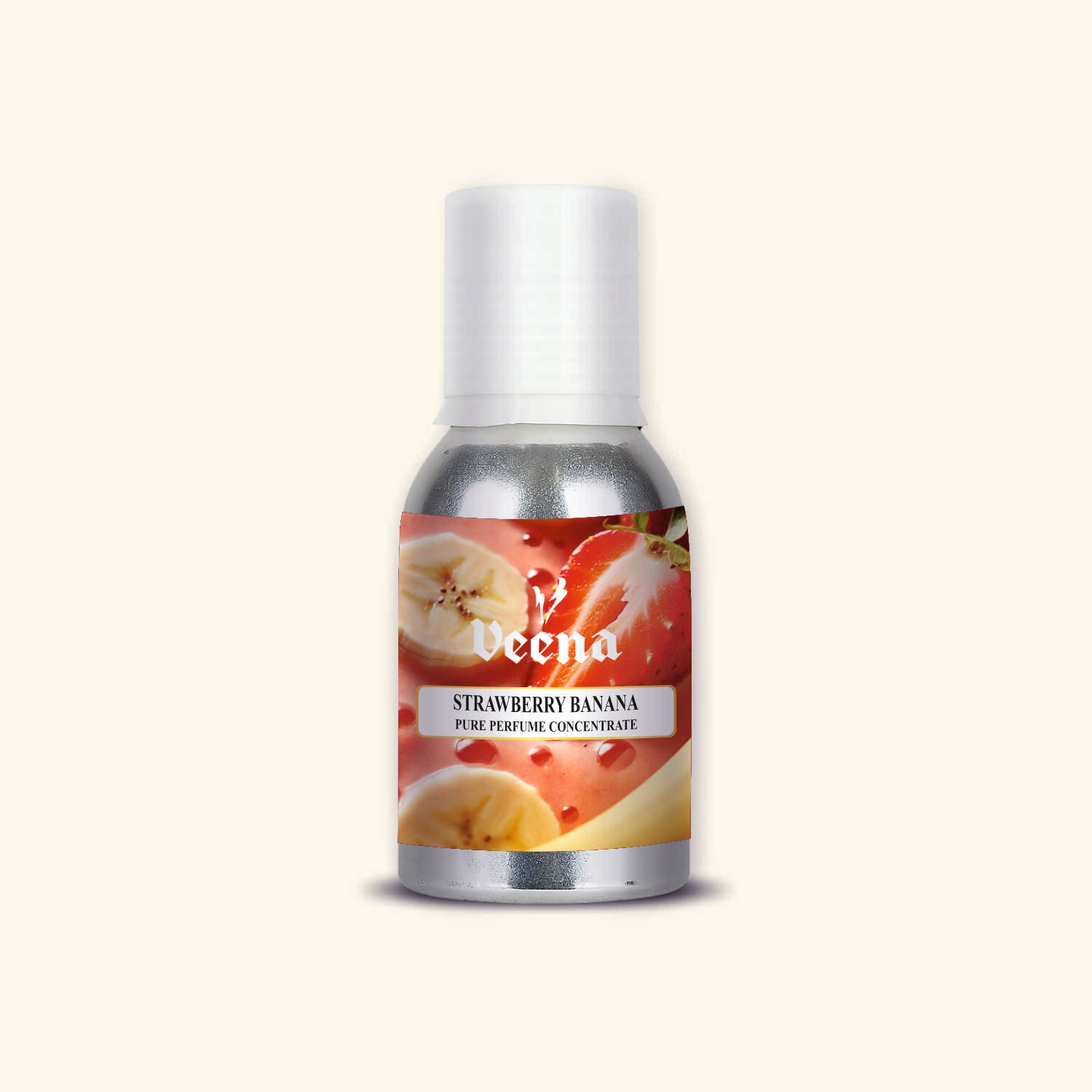 "Veena Strawberry Banana Pure Perfume Concentrate sweet creamy fruity fragrance oil bottle".