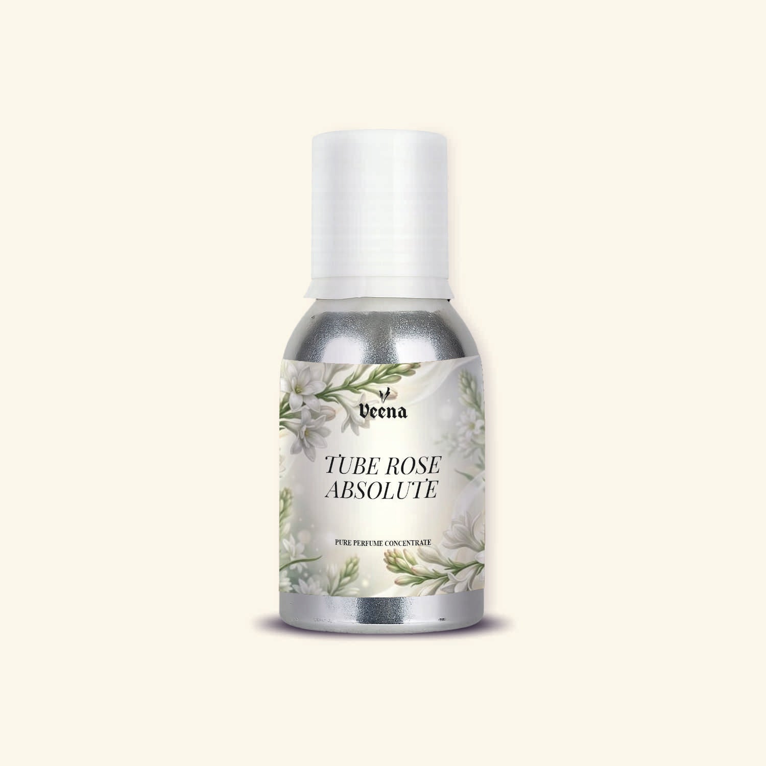 "Veena Tube Rose Absolute Pure Perfume Concentrate rich rajnigandha white floral fragrance oil bottle".