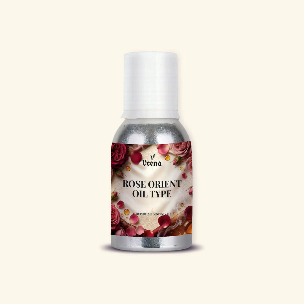 "Veena Rose Orient Oil Type Pure Perfume Concentrate premium luxury oriental rose fragrance oil bottle".