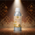Veena Oudh Premium Vaporizer and Diffuser Oil 100ml canister highlighted under a dramatic spotlight beam on a dark luxury wooden stage.