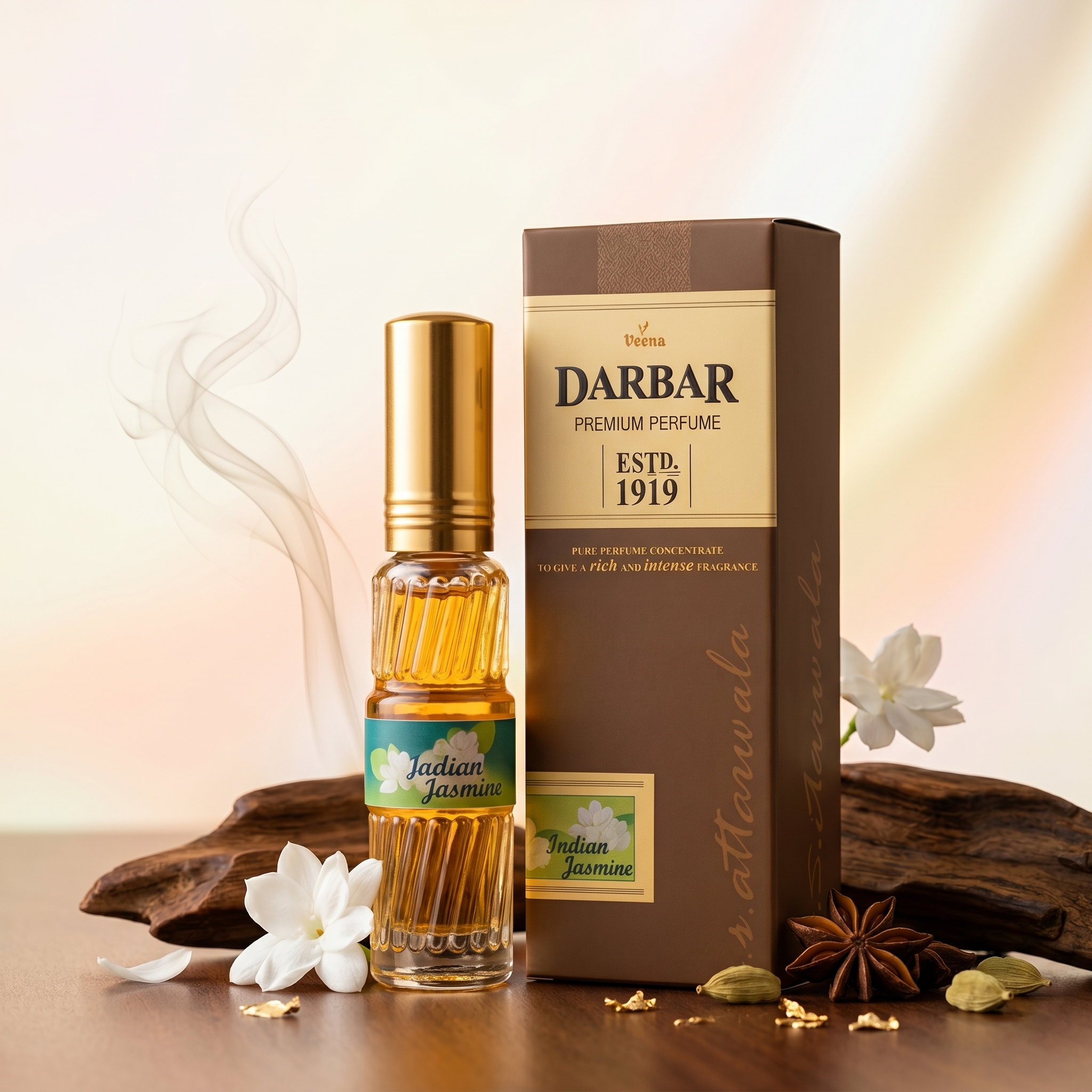 Veena Darbar Premium Perfume (Indian Jasmine) | Long Lasting Pure Perfume Concentrate Spray for Men & Women | Authentic Exotic White Floral Jasmine Fragrance | Established 1919