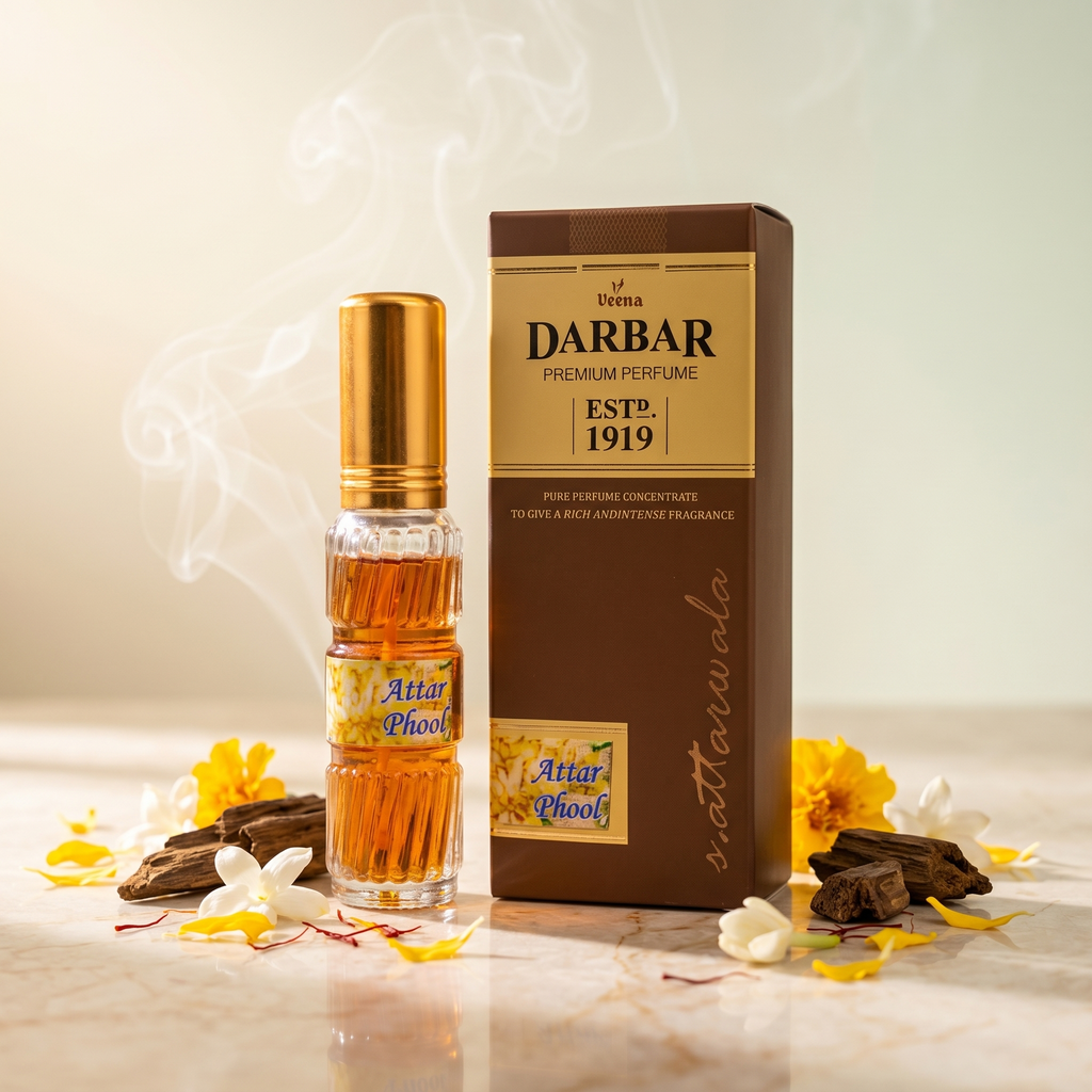 Veena Darbar Premium Perfume (Attar Phool) | Long Lasting Pure Perfume Concentrate Spray for Men & Women | Authentic Traditional Indian Multi-Floral Fragrance | Established 1919