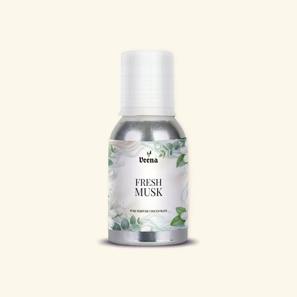 "Veena Fresh Musk Pure Perfume Concentrate clean musk fragrance oil bottle".