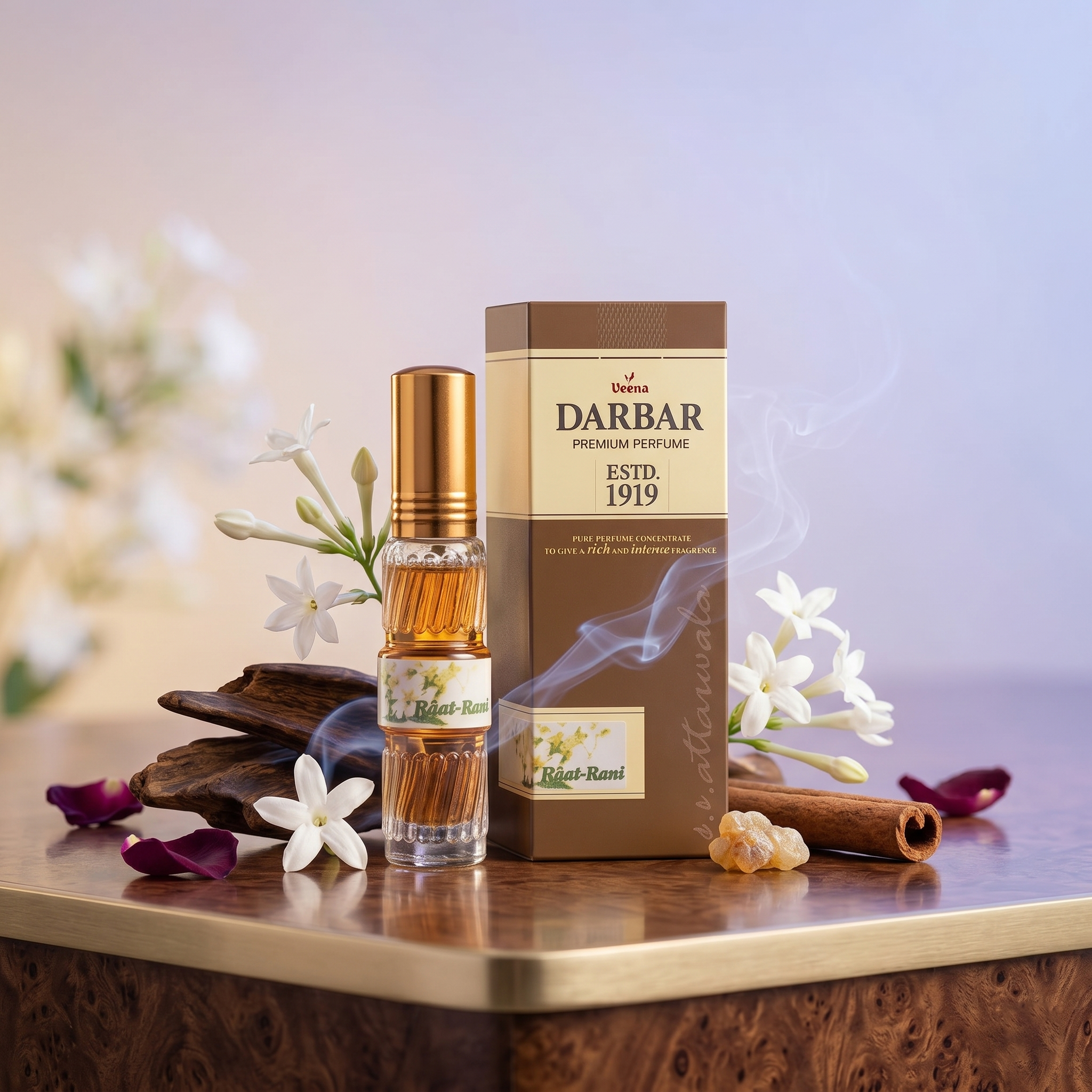 Veena Darbar Premium Perfume (Raat-Rani) | Long Lasting Pure Perfume Concentrate Spray for Men & Women | Authentic Indian Night-Blooming Floral Fragrance | Established 1919
