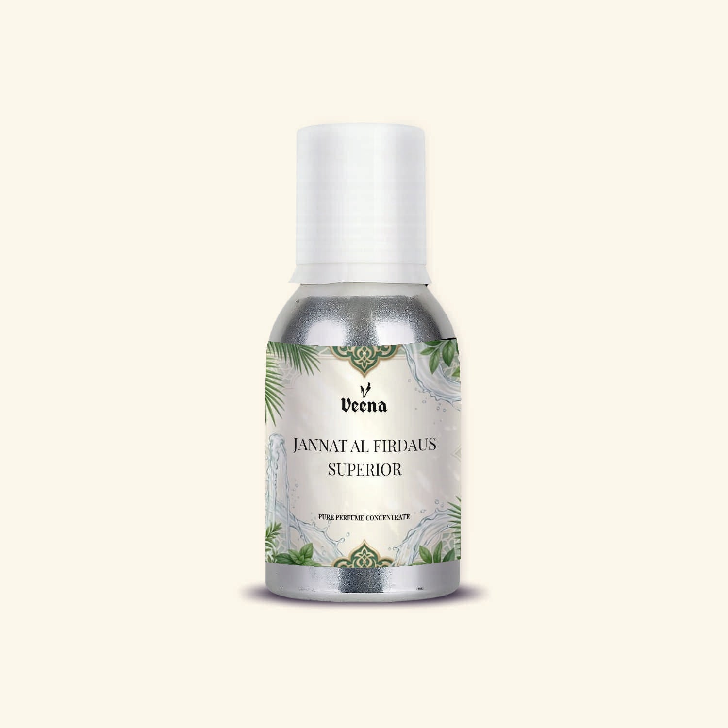 "Veena Jannat Al Firdaus Superior Pure Perfume Concentrate traditional green fragrance oil bottle".