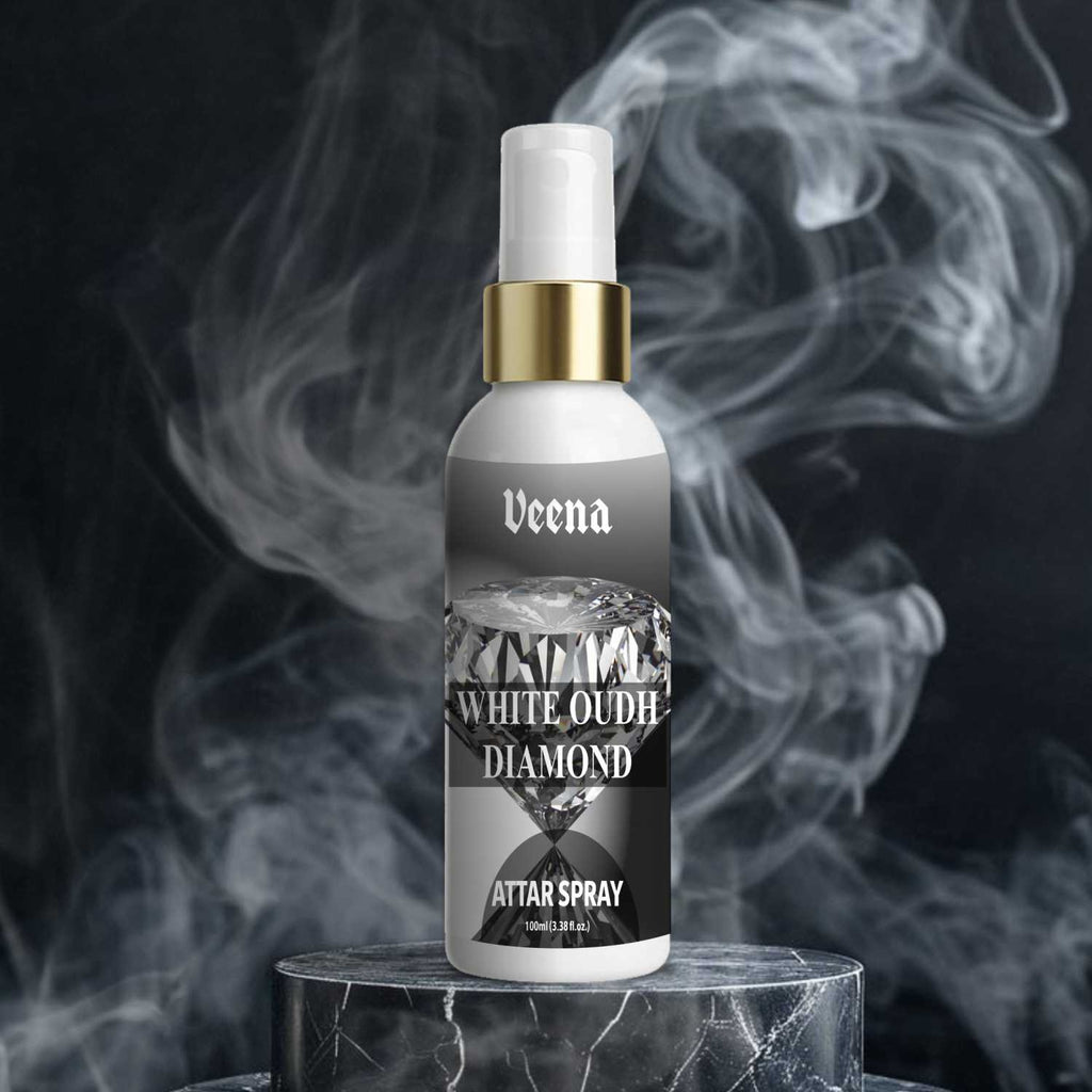Veena White Oudh Diamond – Premium Soft Oudh Attar Spray (100ml)