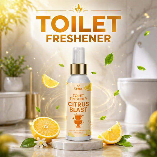 Veena Citrus Blast Toilet Freshener spray with natural citrus fragrance for bathroom Odor removal and long lasting freshness