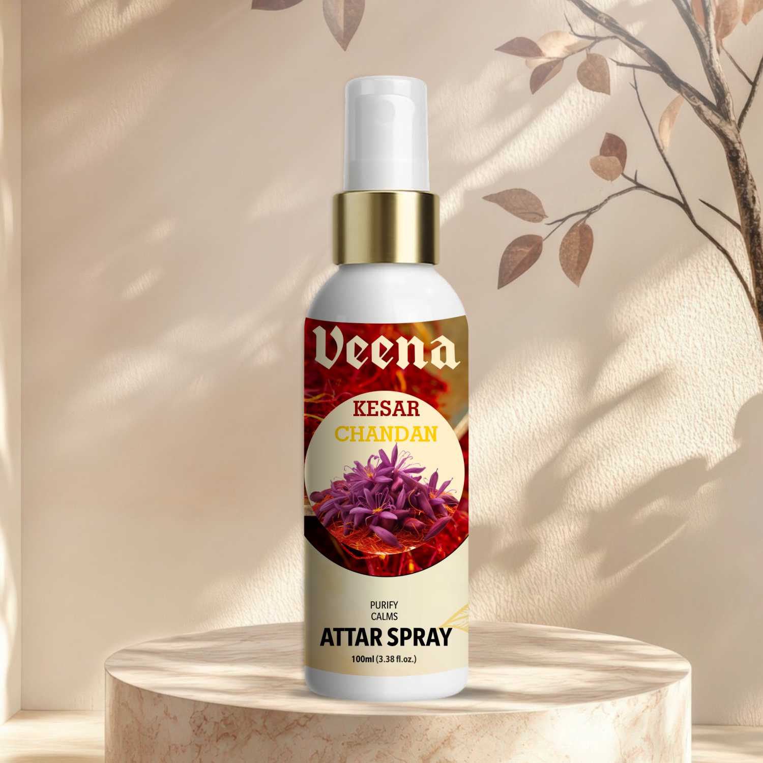 Veena Kesar Chandan – Royal Saffron & Sandalwood Attar Spray (100ml)