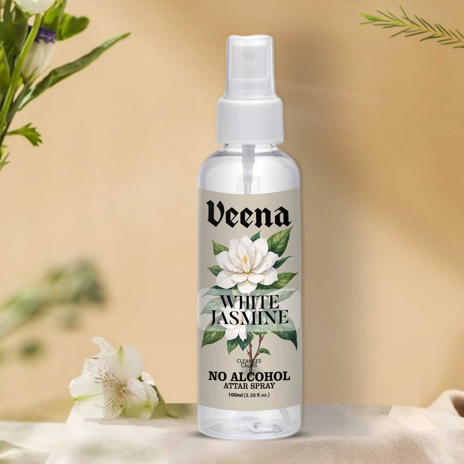 Veena White Jasmine – No Alcohol Dual-Use Spray (Attar & Air Freshener) – 100ml
