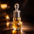 Veena Royal Series City of Stars pure perfume concentrate bottle highlighted under luxury golden cinematic lighting.