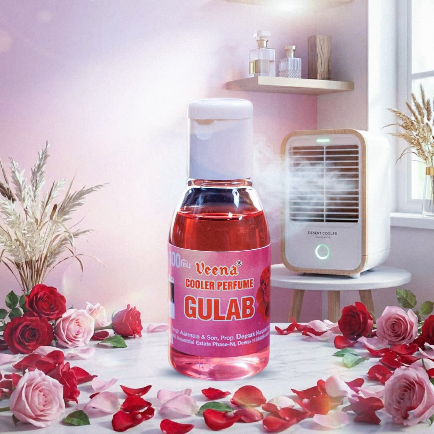 Veena Gulab Cooler Perfume 25ML – Rose Attar | Long Lasting Summer Fragrance for Men & Women | Alcohol Free Perfume