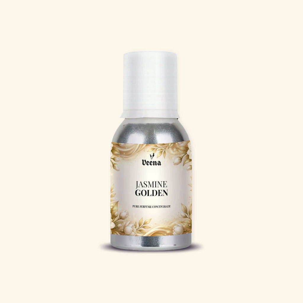 "Veena Jasmine Golden Pure Perfume Concentrate luxury floral fragrance oil bottle".