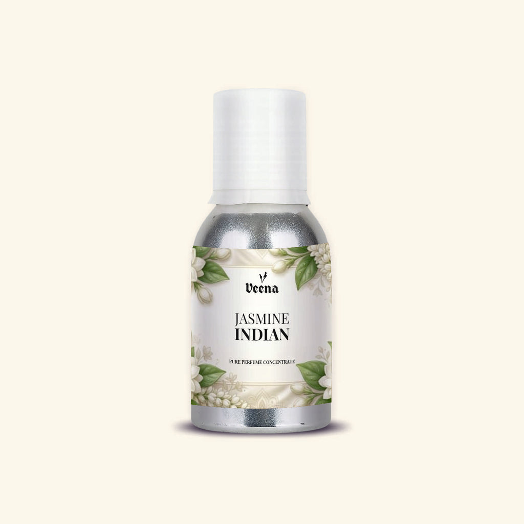 "Veena Jasmine Indian Pure Perfume Concentrate traditional floral fragrance oil bottle".