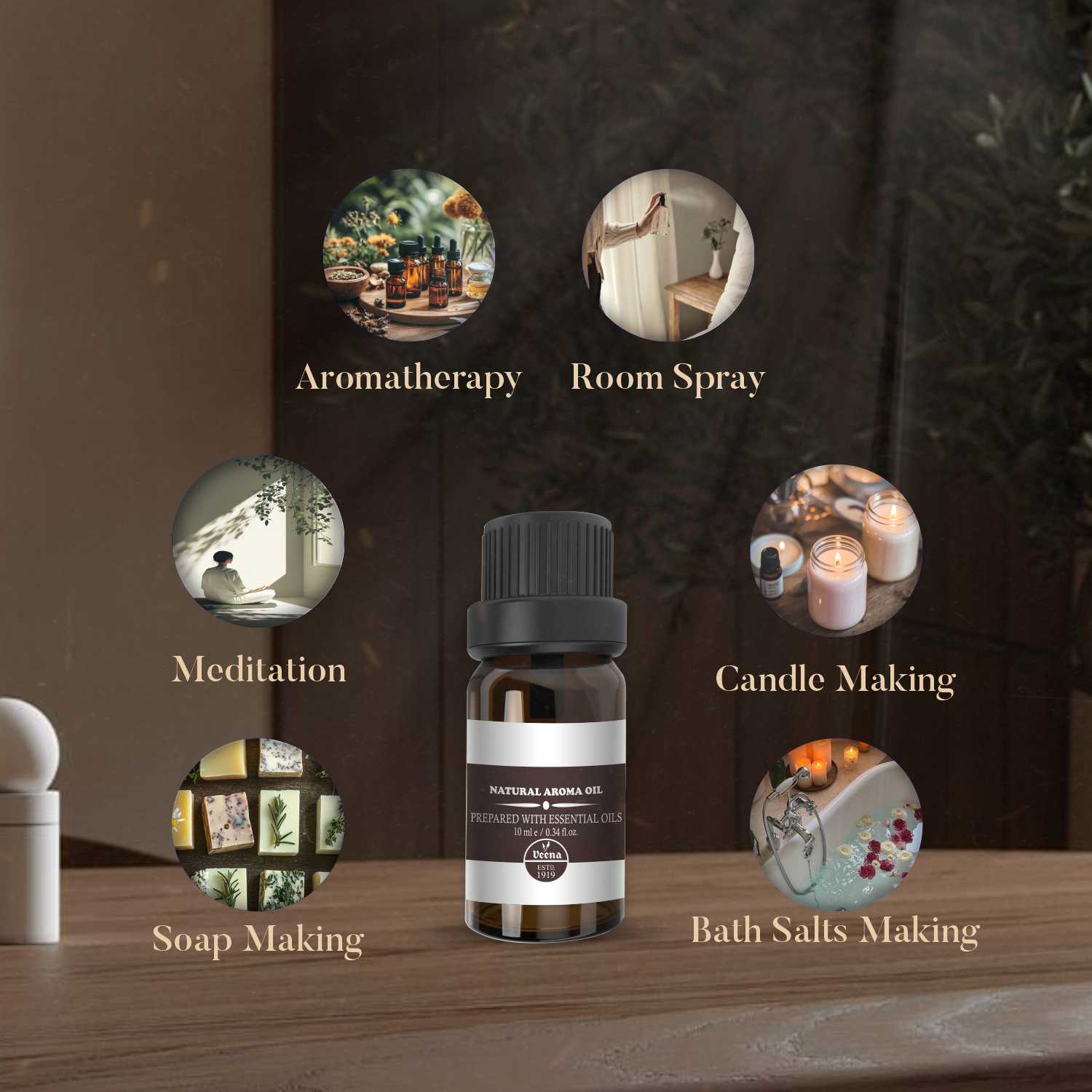 Premium Aroma Oil Combo - 6 Fragrant Scents (Lavender, Rose, Jasmine, Lemongrass, Sandal, Ocean Breeze)