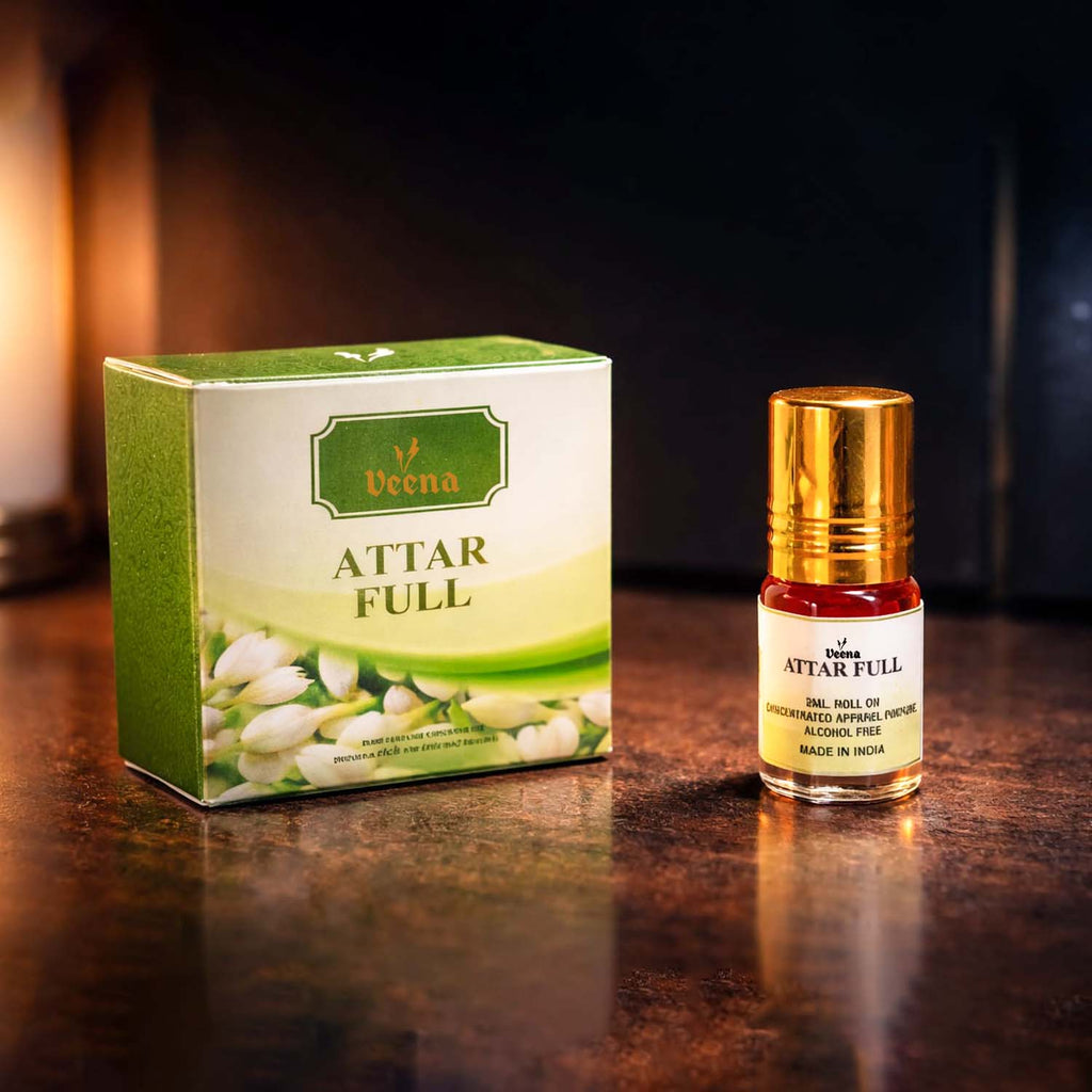Veena Attar Full Premium Roll-On Oil | Luxury Long-Lasting Alcohol-Free Jasmine Buds Perfume