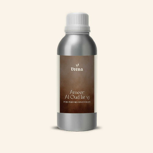 Veena Ameer Al Oud Lat VJ Pure Perfume Concentrate – Premium Undiluted Luxury Agarwood Fragrance Oil Base for Perfume Making, Attar, Fine Cosmetics, and Scented Candles (Silver Bottle)