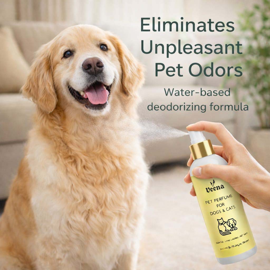 Veena Cherry Blossom Pet Perfume Deodorizer Spray for Dogs & Cats – 100ml (3.38 fl.oz.) | Elegant Soft Floral Grooming Cologne