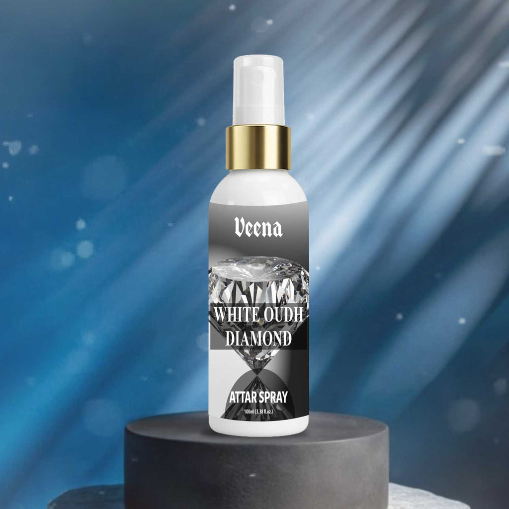 Veena White Oudh Diamond – Premium Soft Oudh Attar Spray (100ml)