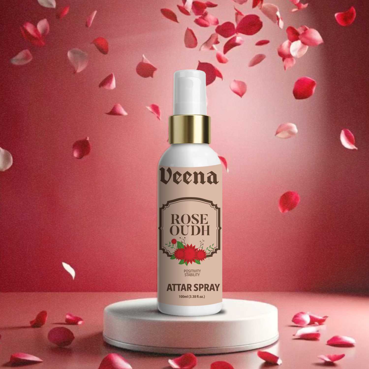 Veena Rose Oudh – Luxurious Floral & Woody Attar Spray (100ml)