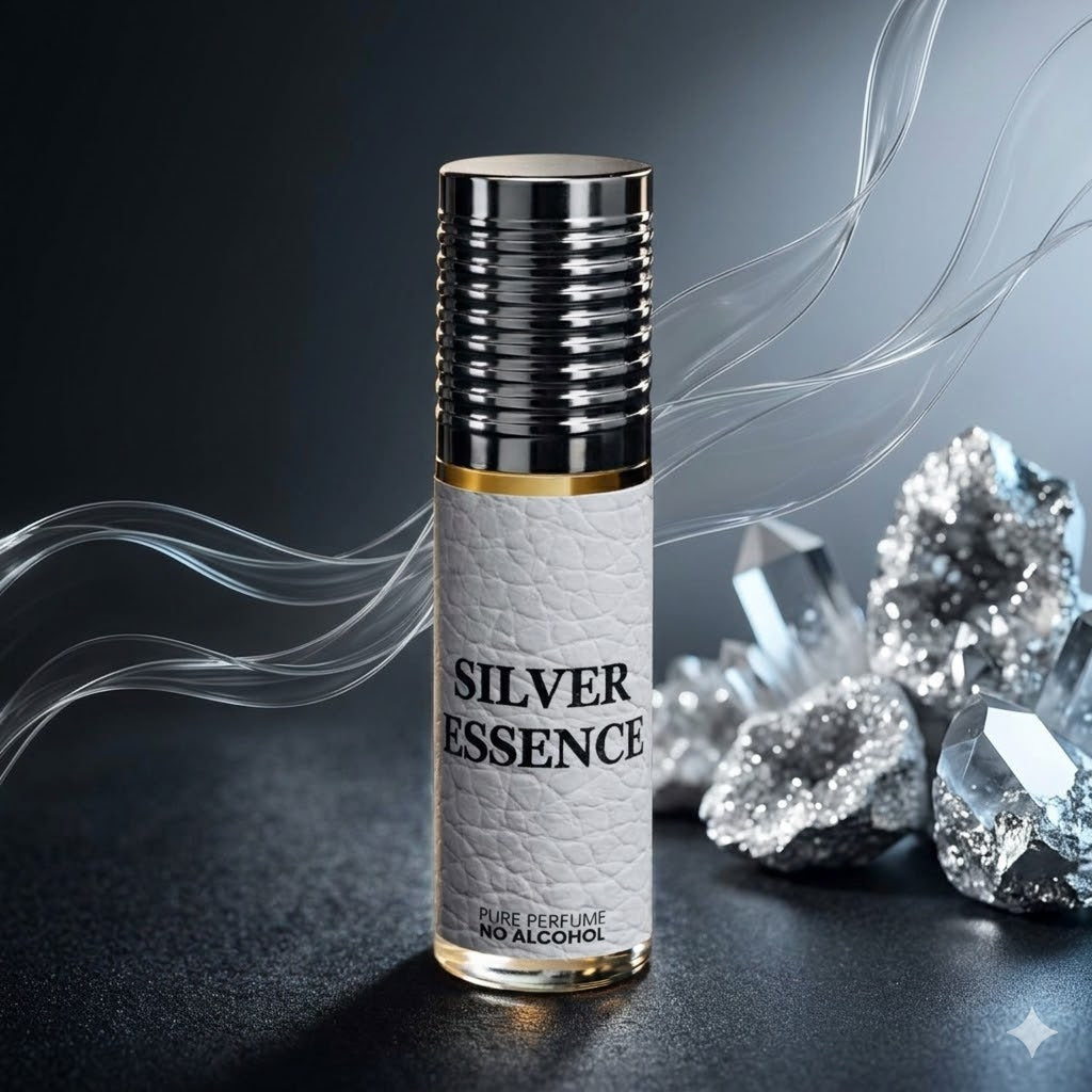 Veena Silver Essence Premium Perfume | Luxury Long-Lasting Alcohol-Free Roll-On Attar