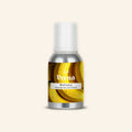 Veena Banana Pure Perfume Concentrate aluminum bottle with a vibrant illustration of fresh yellow bananas with water droplets on the label design.