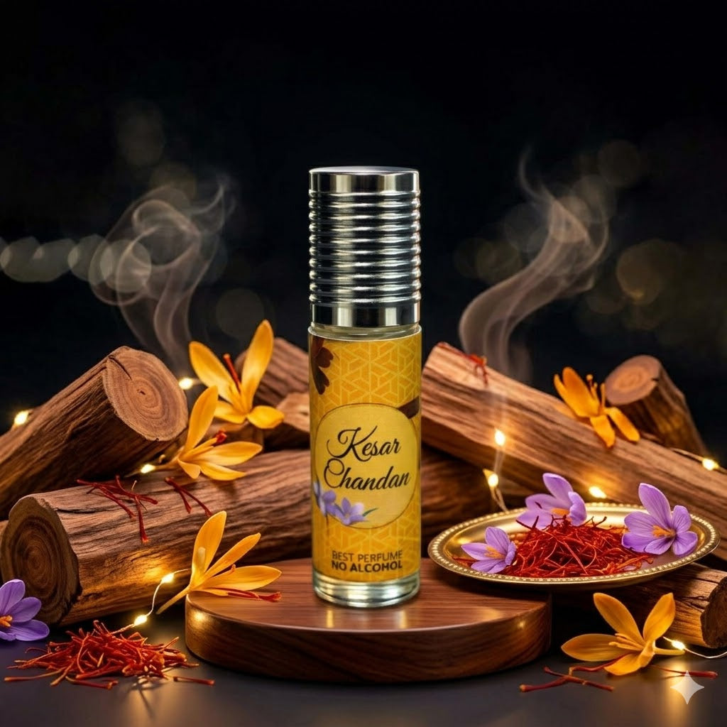 Veena Kesar Chandan Premium Perfume | Luxury Long-Lasting Alcohol-Free Roll-On Attar