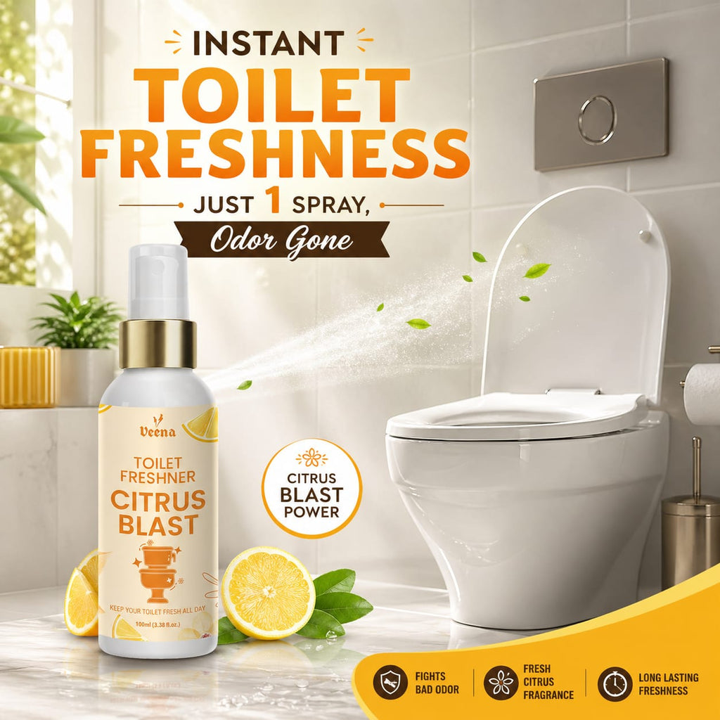 Instant Toilet Freshness Spray | Veena Citrus Blast Bathroom Freshener