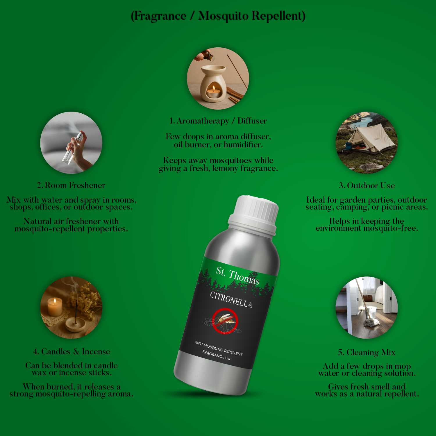 St. Thomas Citronella Anti-Mosquito Repellent Fragrance Oil