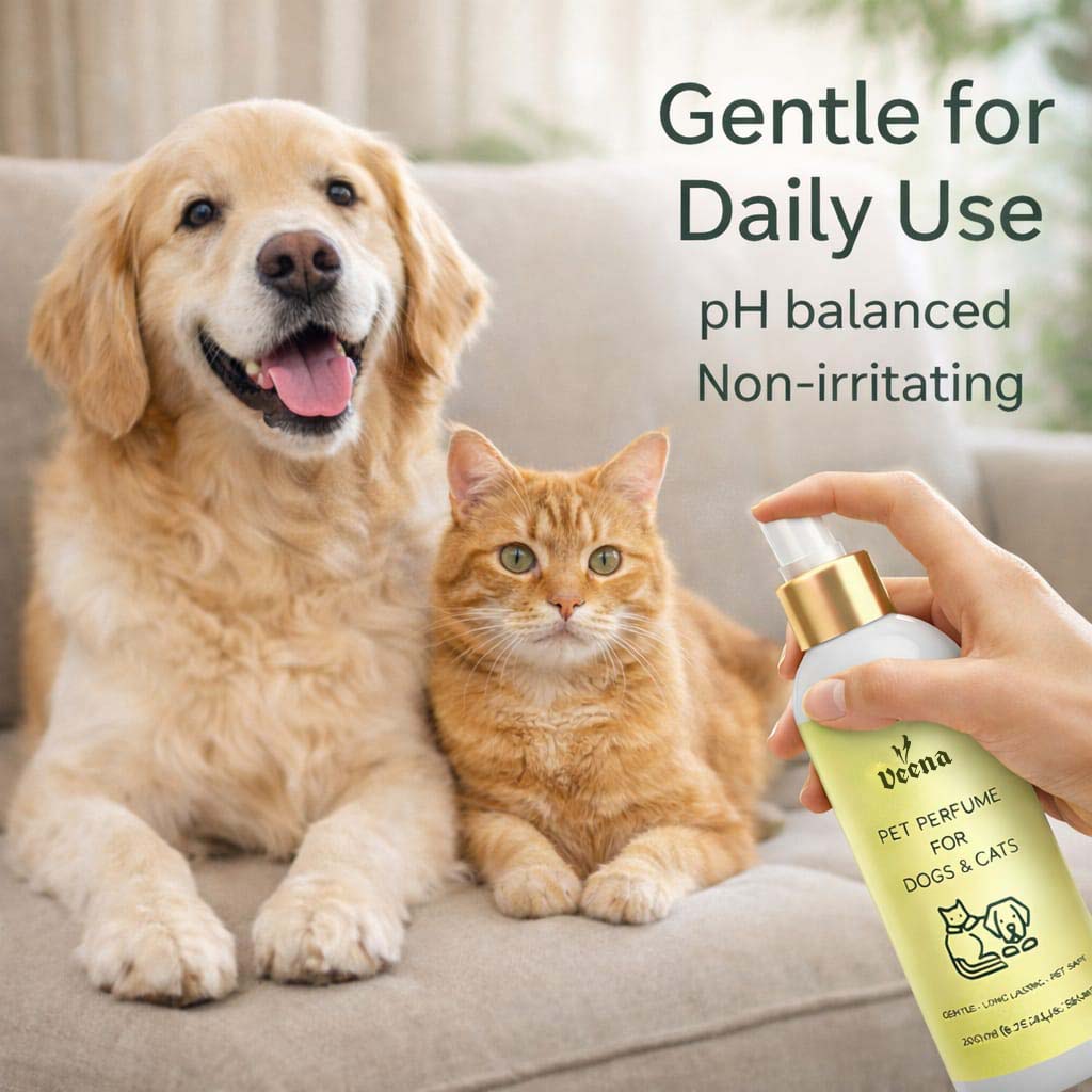 Veena Strawberry Pet Perfume Deodorizer Spray for Dogs & Cats – 100ml (3.38 fl.oz.) | Sweet Fruity Long-Lasting Grooming Cologne Mist