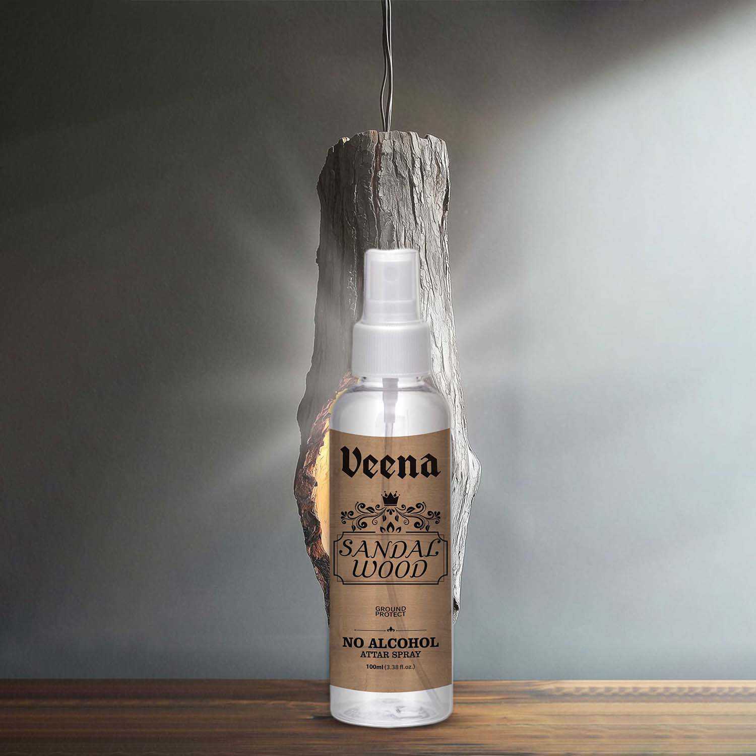 Veena Sandalwood – No Alcohol Dual-Use Spray (Attar & Air Freshener) – 100ml