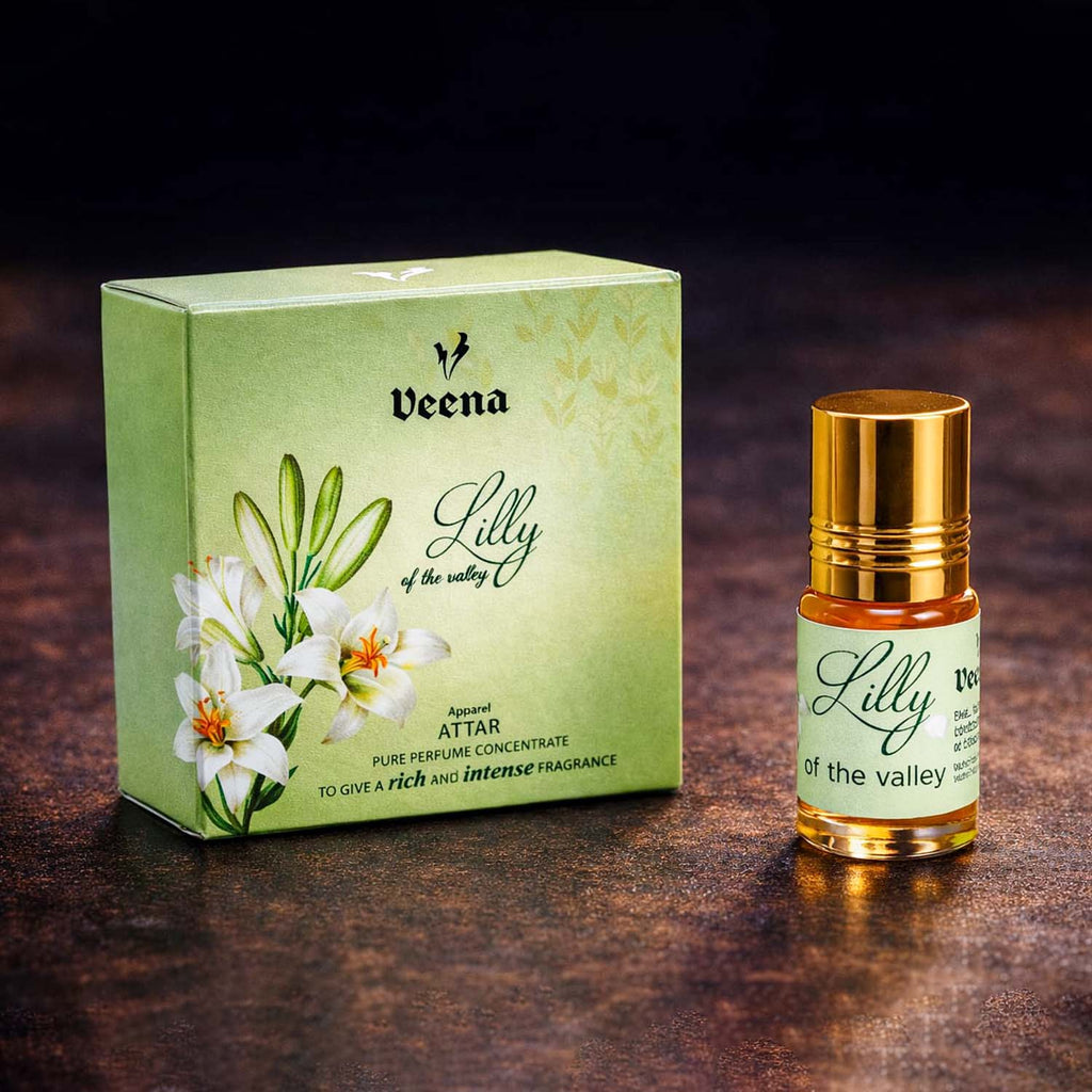 Veena Lilly of the Valley Premium Apparel Attar | Luxury Long-Lasting White Floral Perfume Oil