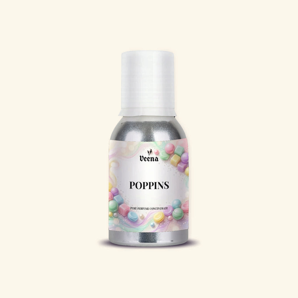 "Veena Poppins Pure Perfume Concentrate sweet fruity candy fragrance oil bottle".