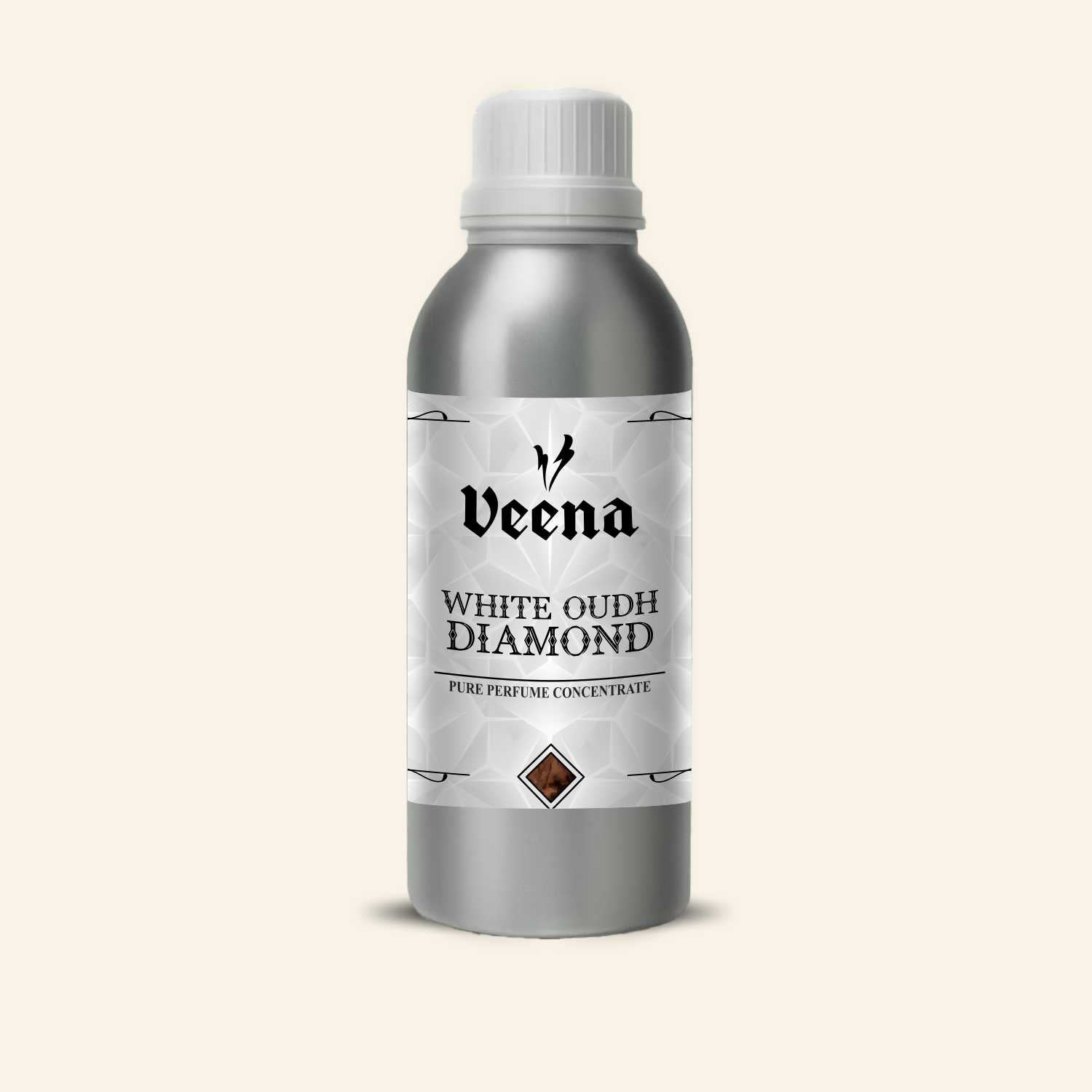 Veena White Oudh Diamond Pure Perfume Concentrate – Premium Undiluted Soft Agarwood Fragrance Base for Perfume Making, Attar, Cosmetics, Diffusers, and Candles (Bulk & Industrial Grade)