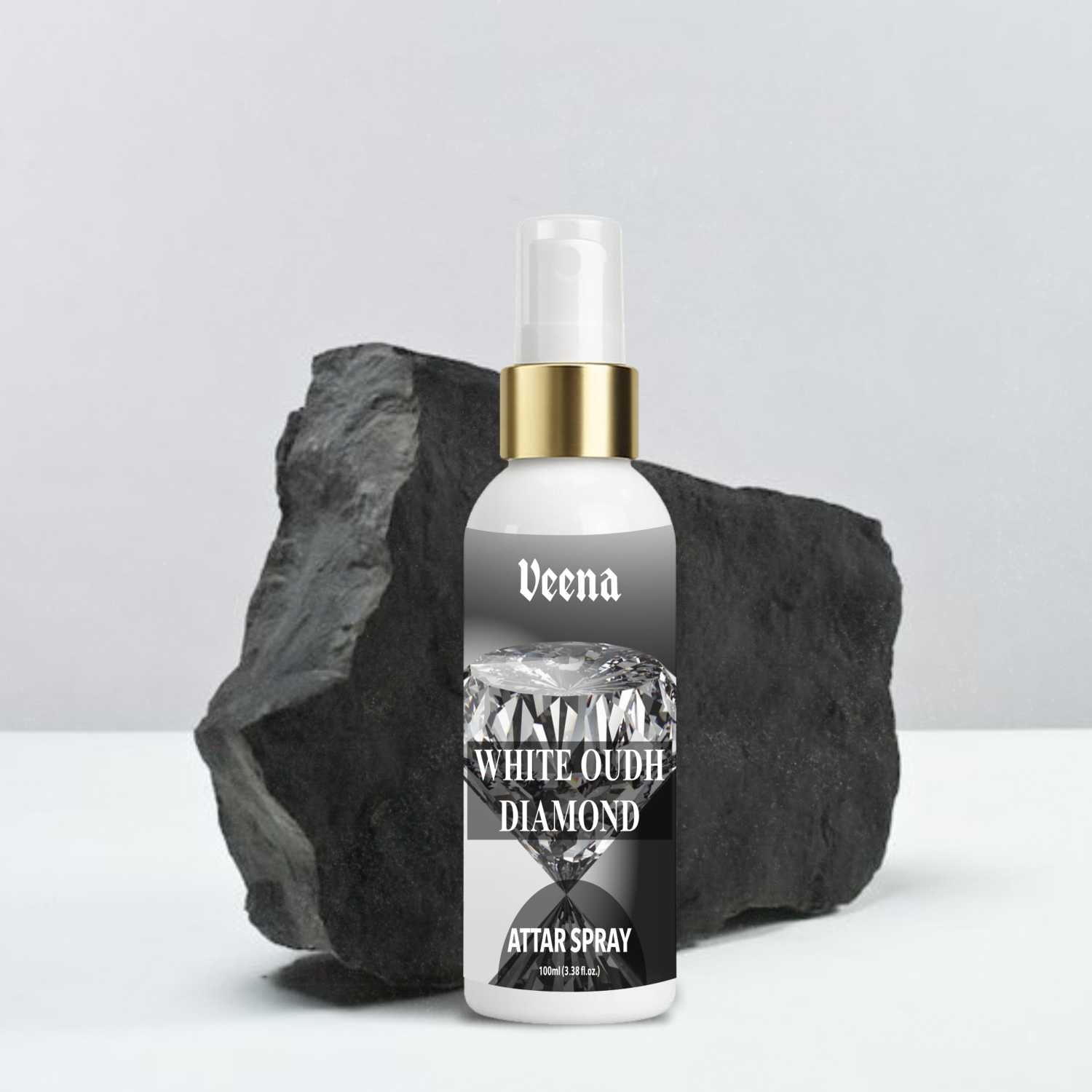 Veena White Oudh Diamond – Premium Soft Oudh Attar Spray (100ml)