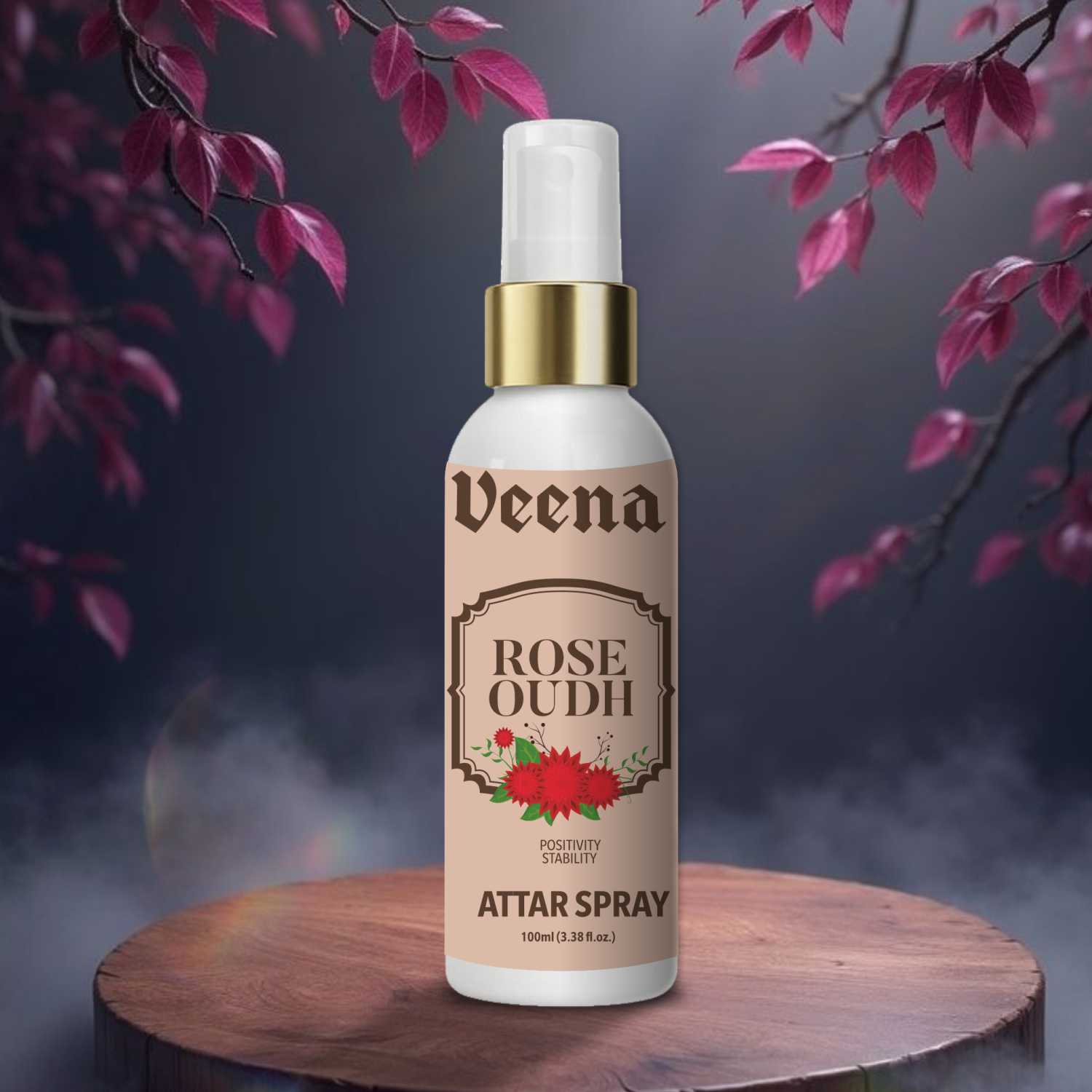Veena Rose Oudh – Luxurious Floral & Woody Attar Spray (100ml)