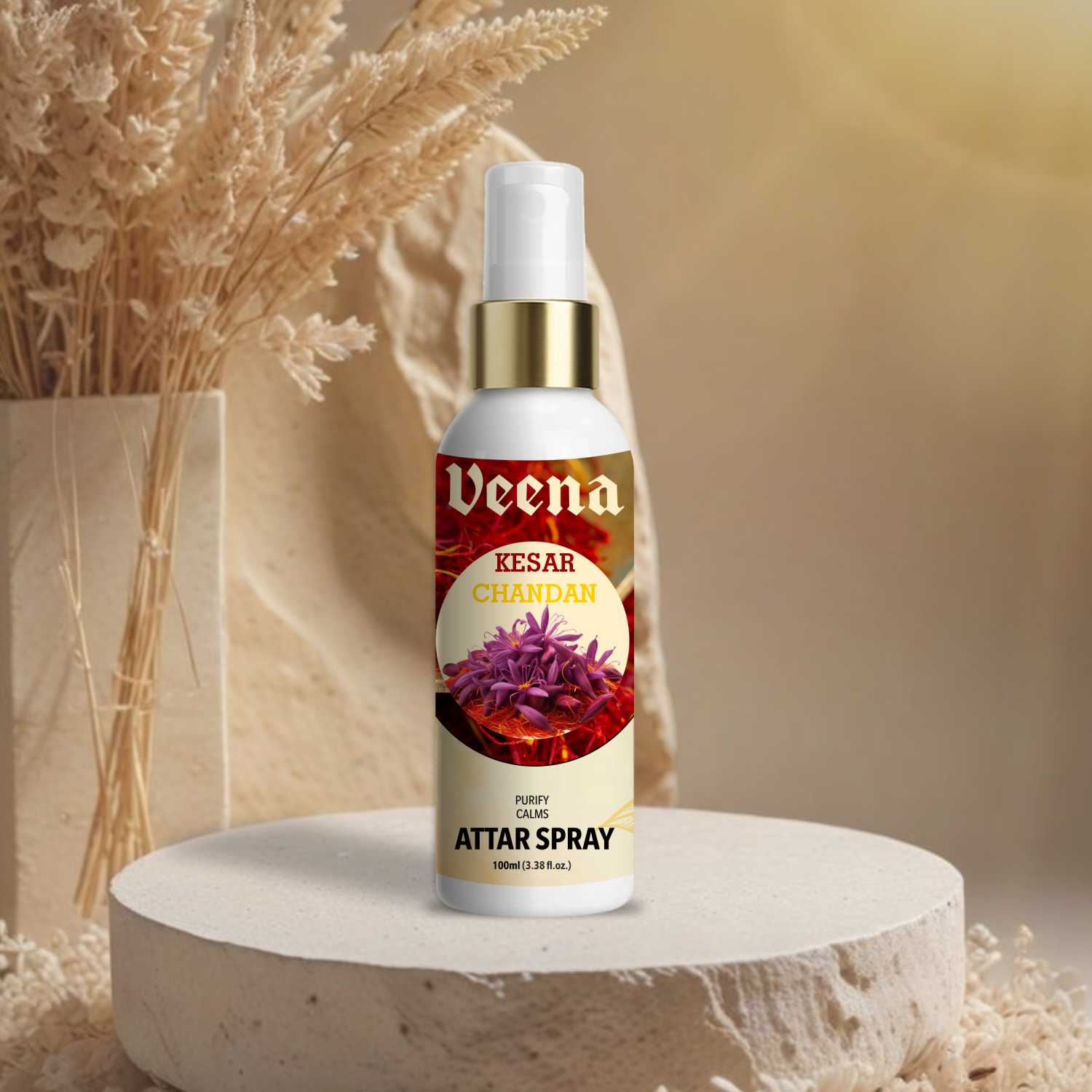 Veena Kesar Chandan – Royal Saffron & Sandalwood Attar Spray (100ml)