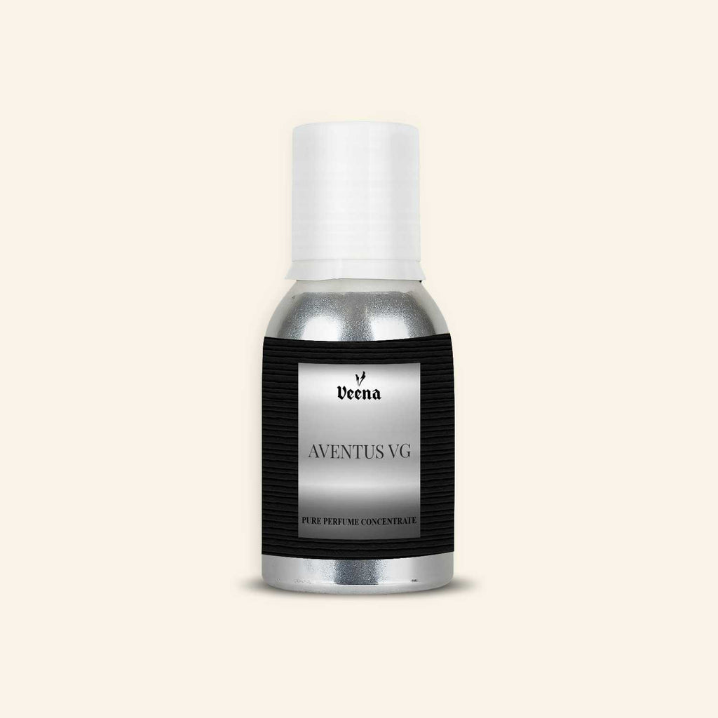 Veena Aventus VG Pure Perfume Concentrate – Premium Undiluted Fruity Woody Fragrance Oil Base for Men's Perfume Making, Attar, Fine Cosmetics, and Grooming Products (Silver Bottle)