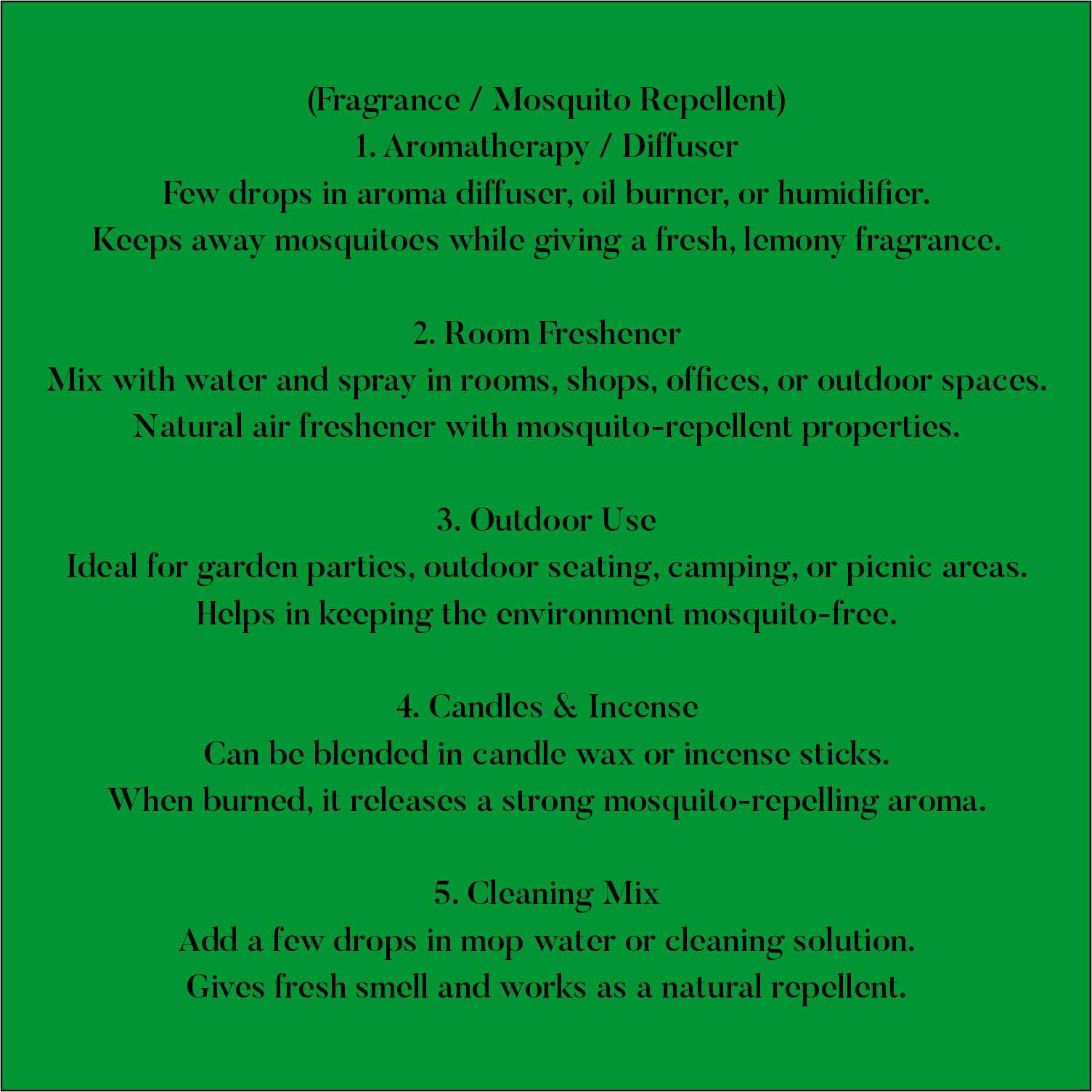 St. Thomas Citronella Anti-Mosquito Repellent Fragrance Oil