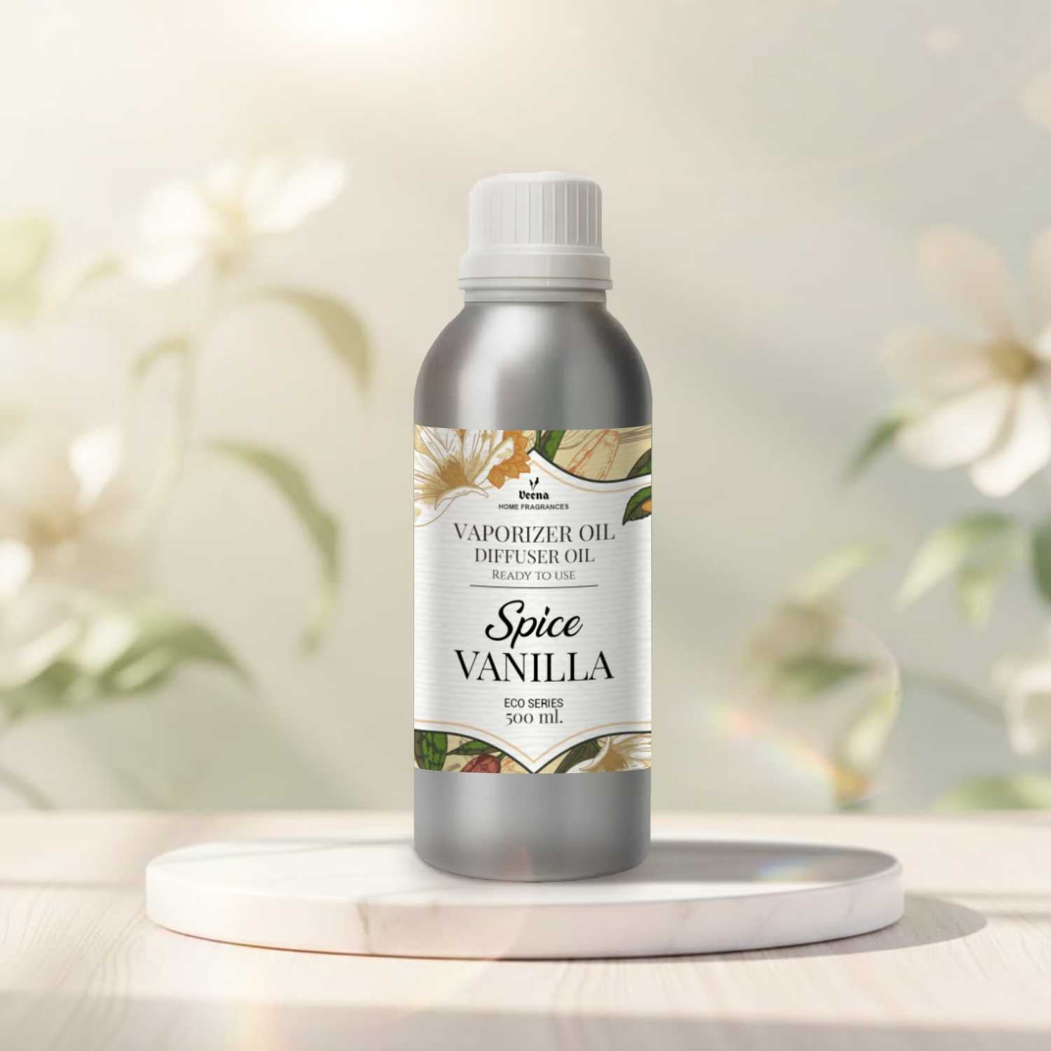 Veena Spice Vanilla Premium Vaporizer & Diffuser Oil – Warm Spicy Vanilla Scent for Festive Ambiance, Living Room & Home Comfort