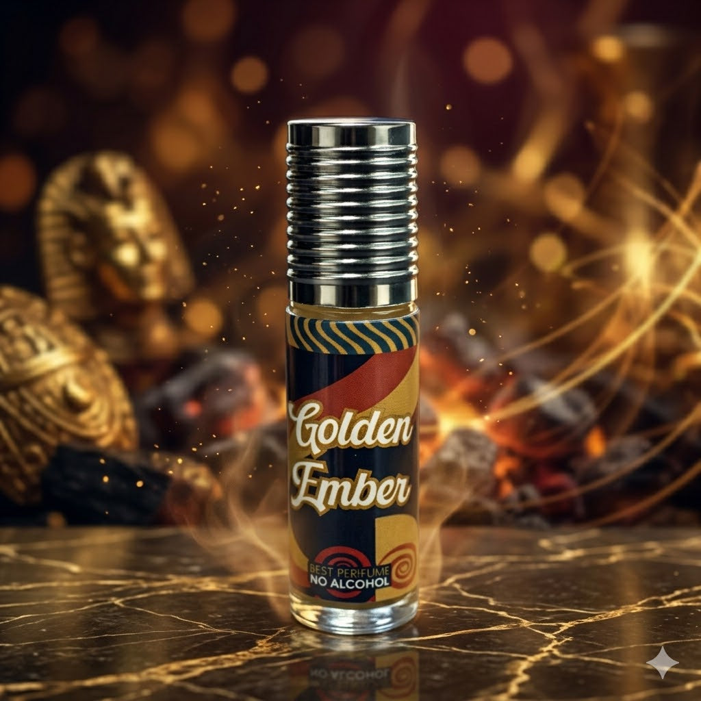 Veena Golden Ember Premium Perfume | Luxury Long-Lasting Alcohol-Free Roll-On Attar