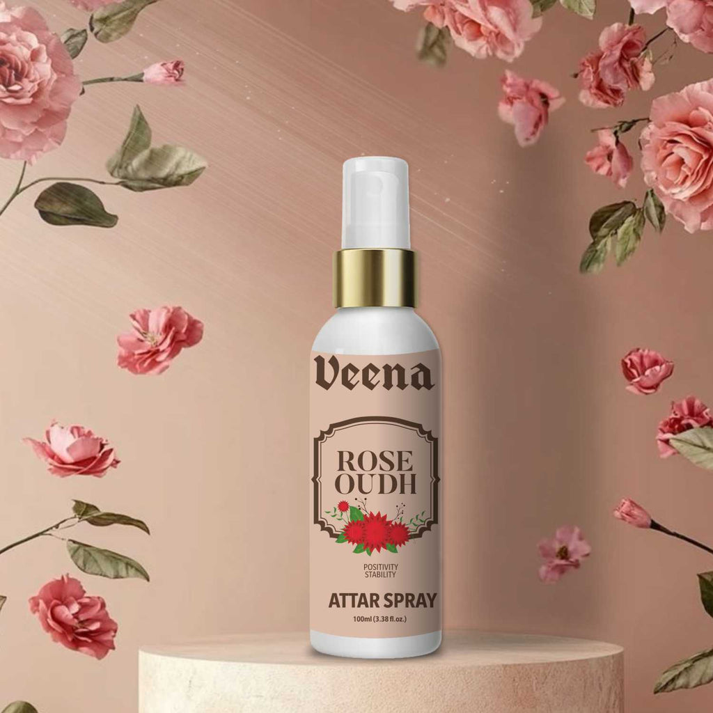 Veena Rose Oudh – Luxurious Floral & Woody Attar Spray (100ml)