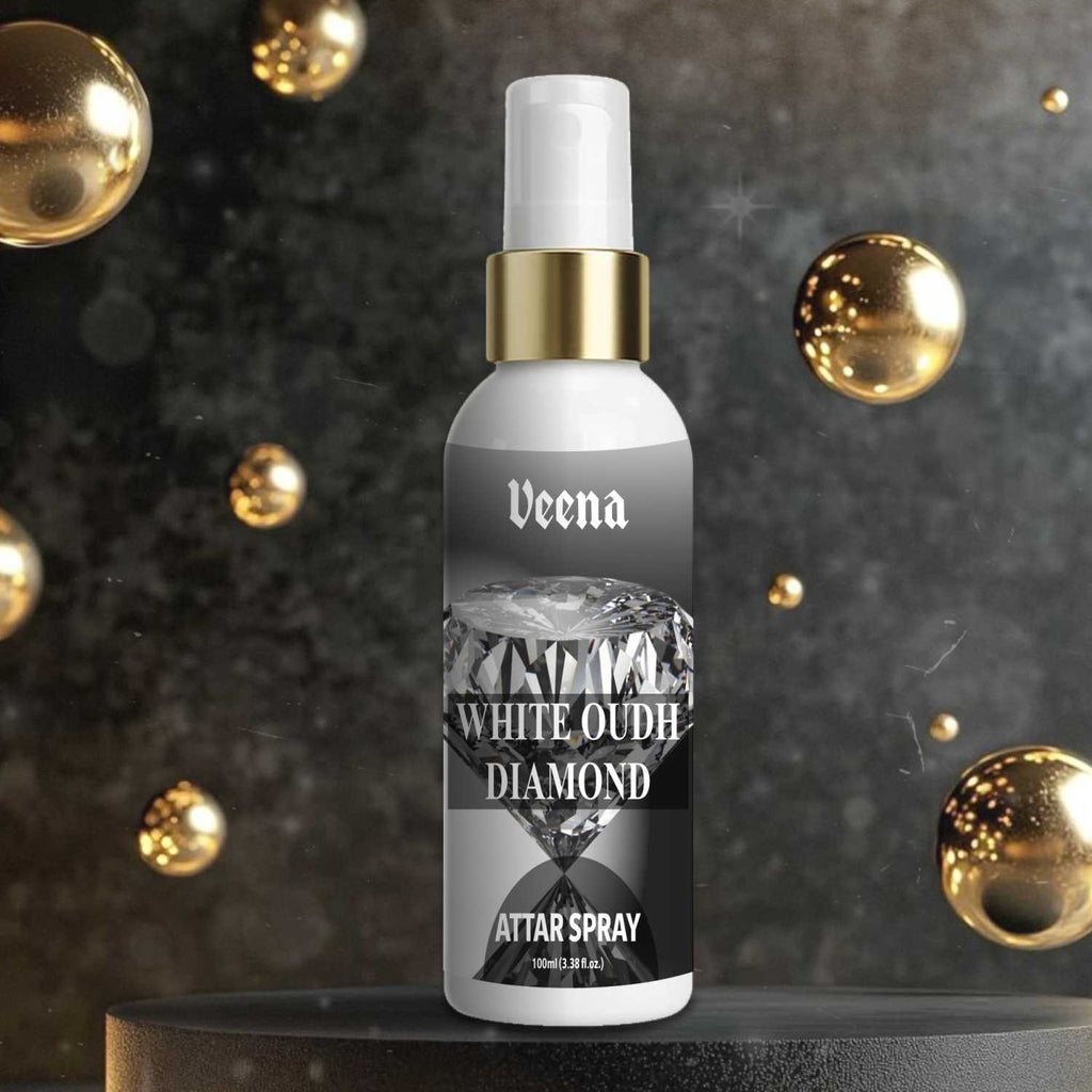 Veena White Oudh Diamond – Premium Soft Oudh Attar Spray (100ml)