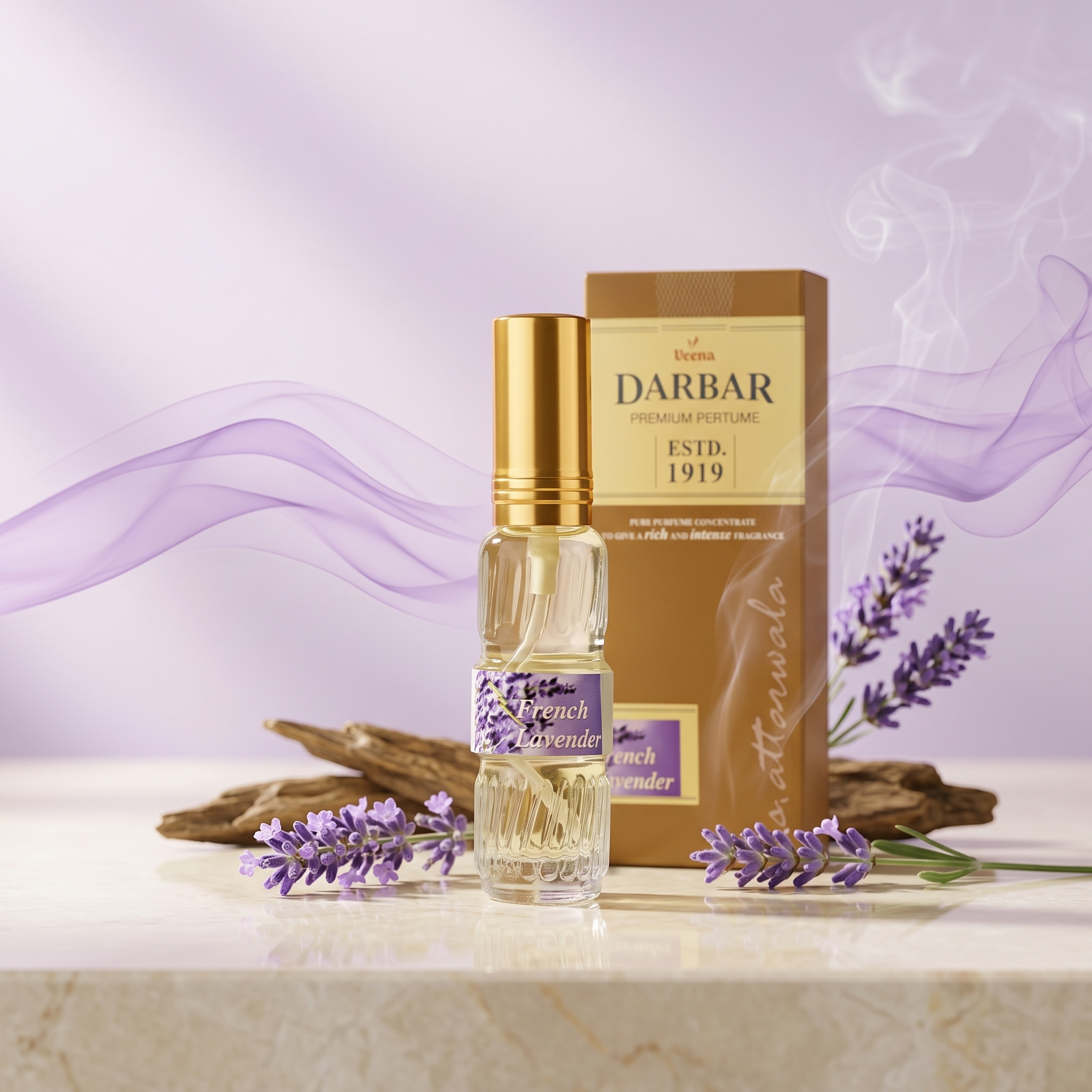 Veena Darbar Premium Perfume (French Lavender) | Long Lasting Pure Perfume Concentrate Spray for Men & Women | Authentic European Calming Lavender Floral Fragrance | Established 1919
