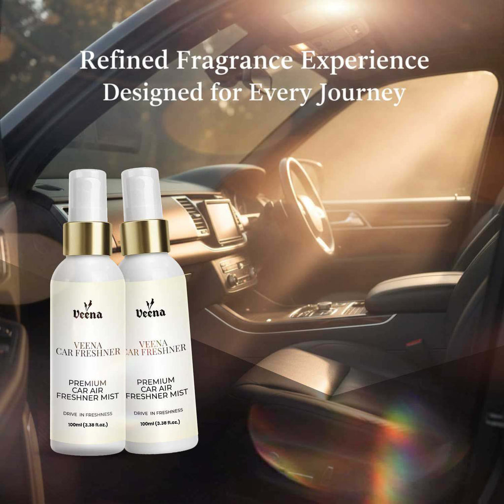 Veena Woody Amber Premium Car Air Freshner Mist – 100ml (3.38 fl.oz.) | Rich Exotic Wood & Warm Amber Luxury Car Interior Spray