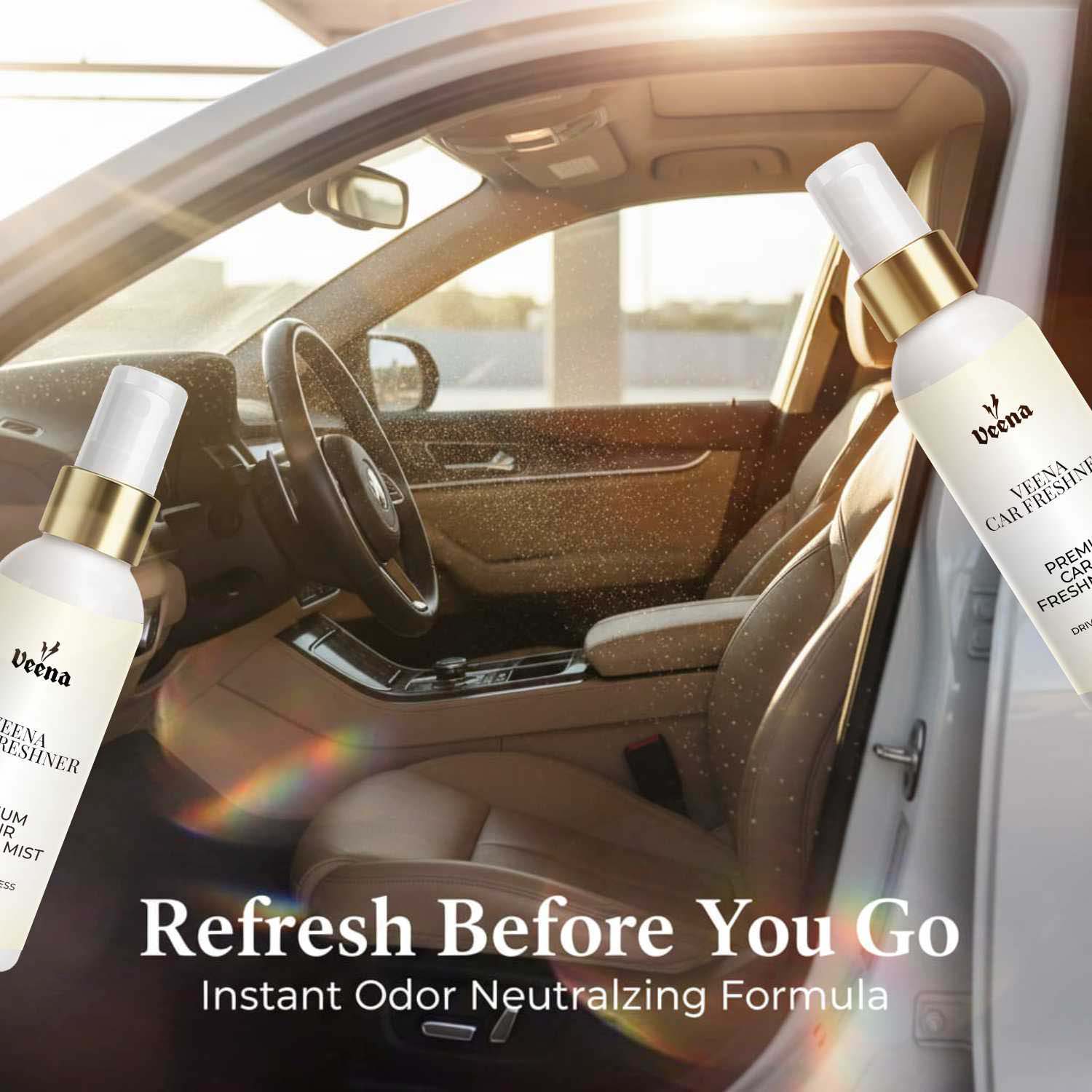 Veena Rain Forest Premium Car Air Freshner Mist – 100ml (3.38 fl.oz.) | Crisp Earthy & Fresh Botanical Cabin Scent Spray