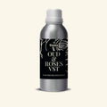 Veena Oud and Roses Vst Pure Perfume Concentrate silver aluminum bottle with black gold rose label premium fragrance oil