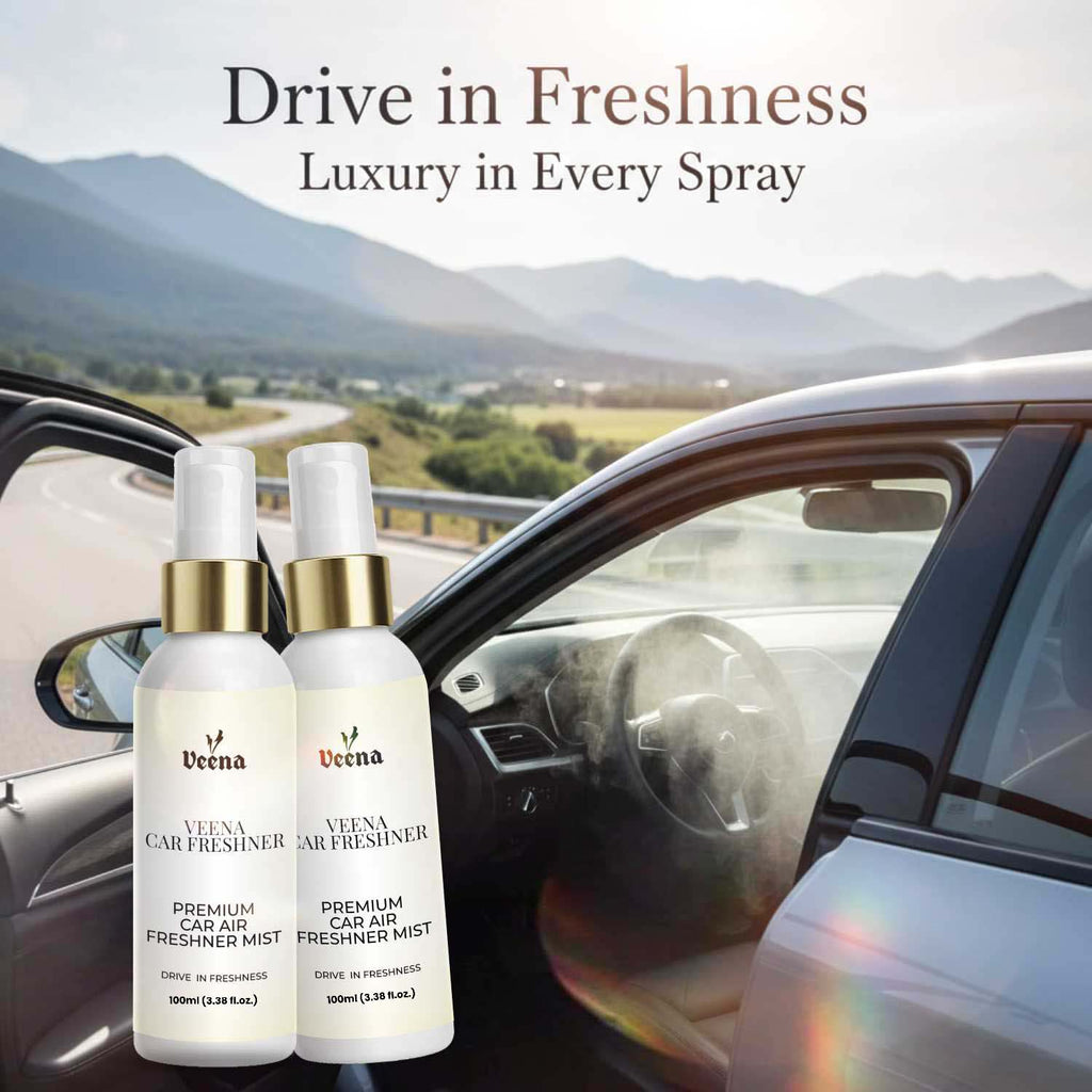 Veena Woody Amber Premium Car Air Freshner Mist – 100ml (3.38 fl.oz.) | Rich Exotic Wood & Warm Amber Luxury Car Interior Spray