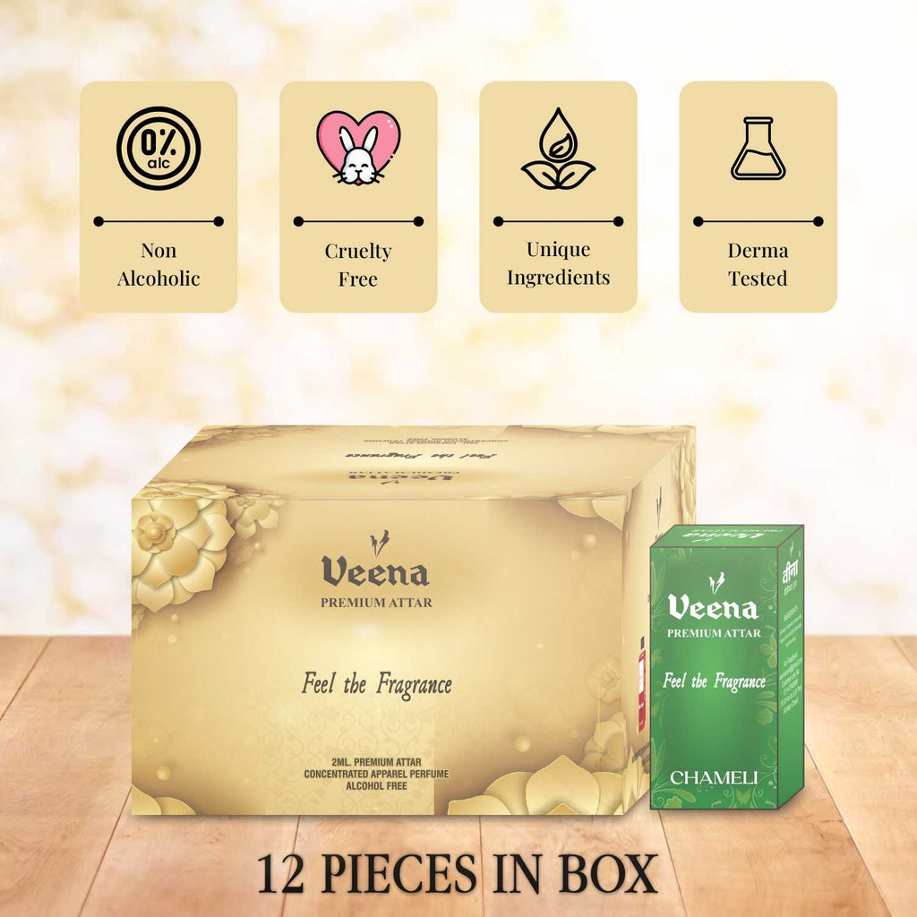 Veena Premium Attar Chameli Combo – 2ml x 12 Pack