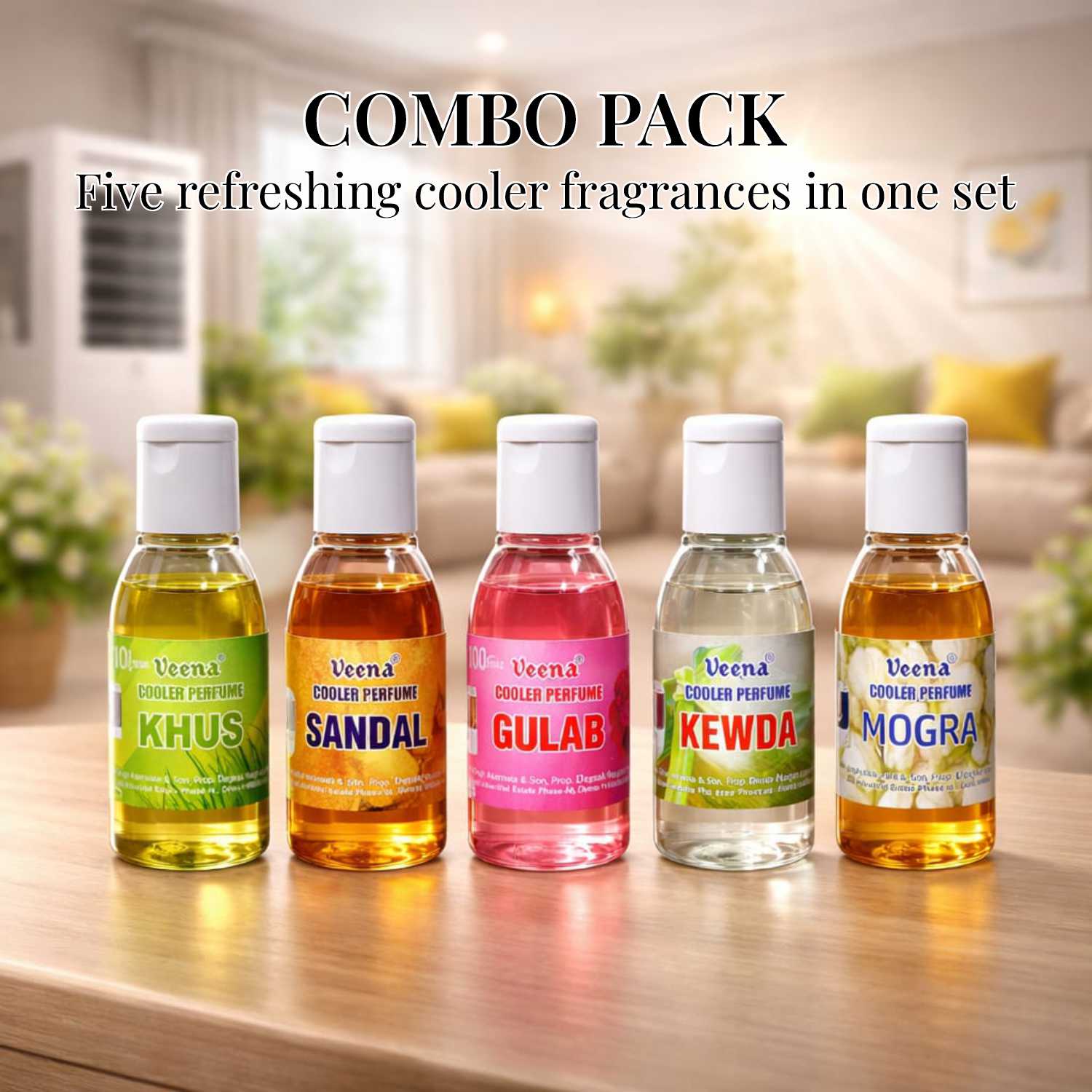 Veena Cooler Perfume Combo Pack – Attar Combo Set India | Long Lasting Alcohol Free Perfume(5 x 25 ml)
