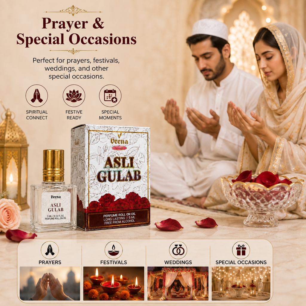 Asli Gulab Perfume Roll-On Oil 5 ML – Alcohol-Free Rose Attar